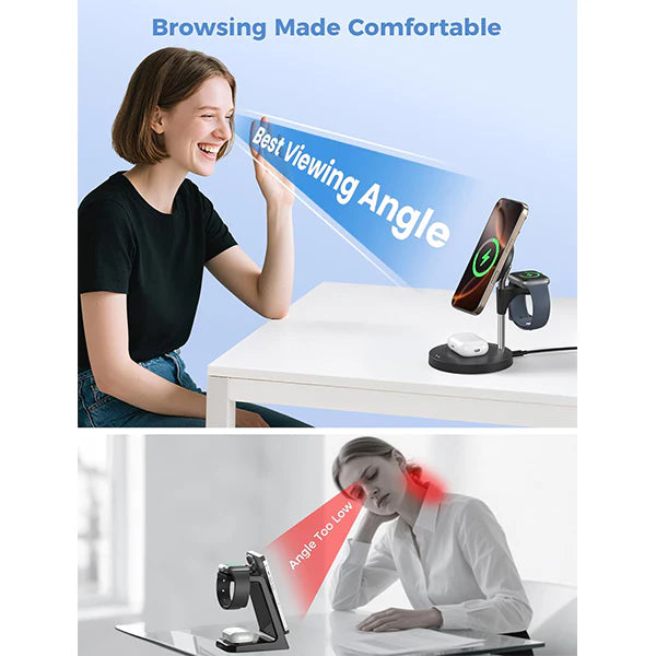 3 in 1 Charging Station for Apple Devices 15W Fast Mag-Safe Charger Stand Magnetic Wireless Charger Station for iPhone16 15 14 13 12 Pro/Pro Max/Plus/Mini AirPods 2/3/Pro iWatch Ultra/8/7/SE/6/5/4/3/2