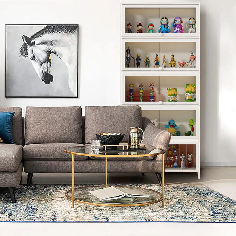 5-Tier Figure Display Cabinet, Glass Display Case for Collectables, Living Room Showcase, Transparent and Dustproof on Three Sides, Strong Load-Bearing